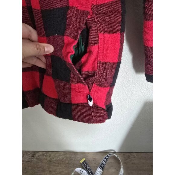 Tommy Bahama Flannel Shirt Jacket Quilted Lined Button Up Red Black L (10/12) - Picture 4 of 6